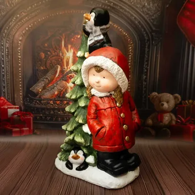 Zdjęcie produktu dla Figurka dekoracyjna dziewczynka z choinką 27 cm Solis Decor