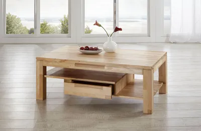 Produktbild von Couchtisch Tisch NIELS Kernbuche vollmassiv / Echtholz 110 x 70 cm