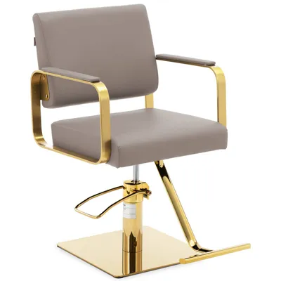 Produktbild von Expondo physa Friseurstuhl mit Fußstütze - 490 - 650 mm - 200 kg - Beige / Goldfarben
