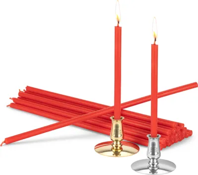 Produktbild von Set 2 Kerzenhalter + 200g Altarkerzen red L 25cm Premium Paraffinwachs 40054