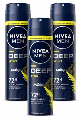 Productafbeelding van 3 x NIVEA MEN Deodorant Spray Deep Sport - 150 ml - Voordeelverpakking - 3 stuks