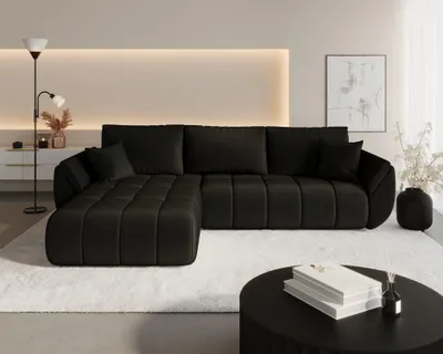 Produktbild von Ecksofa Schlafsofa MISATO Stoff Monolith Dunkelbraun Ottomane Links