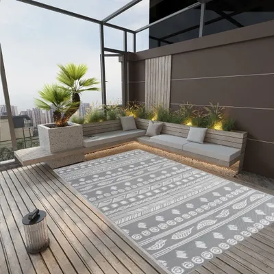 Produktbild von "im Angebot" Outdoor-Teppich ARAKIL Grau 190x290 cm PP - Outdoorteppiche CC7857