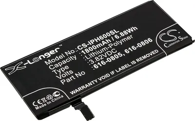 Zdjęcie produktu dla TECHTEK Bateria kompatybilny z [Apple] A1549, A1586, A1589, iPhone 6 zastępuje 616-0804, kompatybilny z 616-0805, kompatybilny z 616-0806, kompatybi