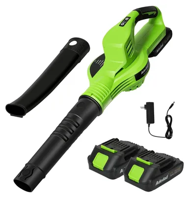 Produktbild von Akku-Laubbläser - Elektrischer Luftbläser - 800 W - 2 Geschwindigkeiten - Inklusive 2 Akkus - Für Garten und Rasen