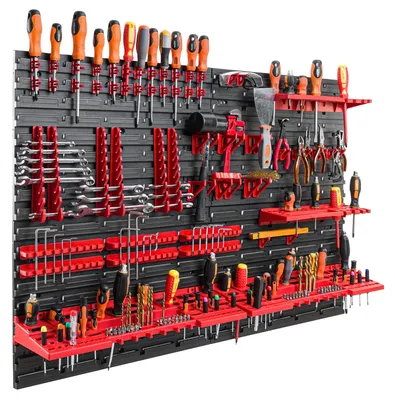 Immagine prodotto di Pannello portattrezzi - Pannello a parete per l'officina - 115 x 78 cm - Montaggio a parete - Ideale per il garage