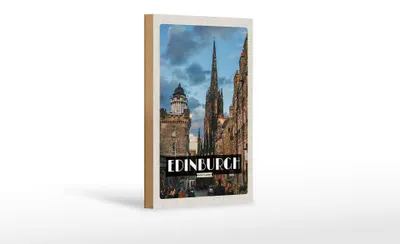 Produktbild von Holzschild Reise 12x18 cm Edinburgh Scotland Altstadt Dekoration