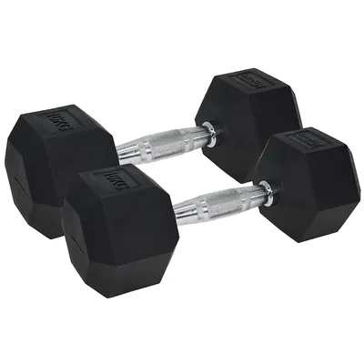 Produktbild von Urban Fitness PRO Hex Kurzhantel - Gummibeschichtet (Paar) Schwarz - 10kg