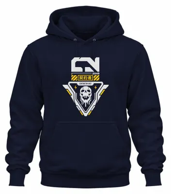 Immagine prodotto di Felpa con cappuccio, stile manga cyberpunk, ispirata al Giappone degli anni 2000, realizzata in tessuto tecnico, colore blu navy, taglia L