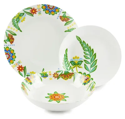Bordenservice 18-tlg., Porzellan, Blumenmuster, 6 Teller