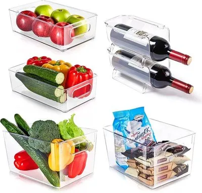 Produktbild von Famanu Kühlschrank Organizer - Set mit 6 Aufbewahrungsboxen - Transparent