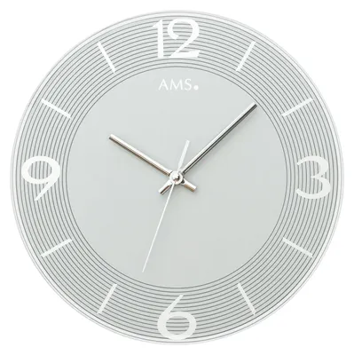 Produktbild von AMS W9571 Wanduhr mit facettiertem Spiegelglas blaugrau