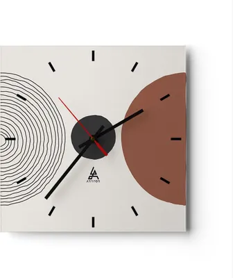 Produktbild von Wanduhr - Quadrat - Glasuhr - Figuren Formen Geometrie - 30x30cm - Schleichendes Uhrwerk - Lautlos - zum Aufhängen bereit - Dekoration Modern - Wanddekoration aus Glas - C3AC30x30-4965