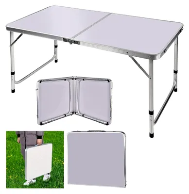 Produktbild von Höhenverstellbarer Klapptisch 91 cm, Aluminium, faltbar, tragbar für Outdoor und Innenbereich