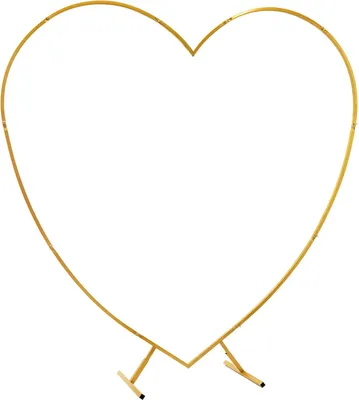 Image de Arche de mariage en forme de cœur - Support arrière avec pied - Métal - 2 x 0,5 x 2,1 m - Charge maximale 5-10 kg - Taille M - Or