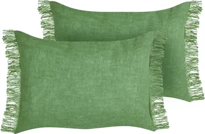 Zdjęcie produktu dla BELIANI Zestaw 2 poduszek zielony bawełniane poszewki 35 x 50 cm prostokątne poduchy ozdobne