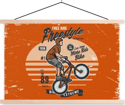 Produktbild von MuchoWow® Textilposter Mann - Fahrrad - Retro 60x40 cm mit holzfarbenen Rahmen - Bilder