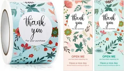 Immagine prodotto di Adesivi decorativi Thank you for your purchase in rotolo da 100 pezzi