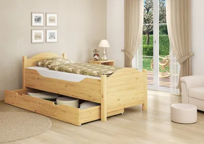 Produktbild von Seniorenbett extra hoch 100x200 Massivholz Kiefer Holz Einzelbett Gäste Zubehör wählbar V-60.40-10Rollrost und Bettkasten inkl.