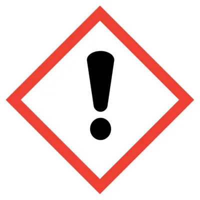 A hazard symbol with an exclamation mark inside a red diamond.