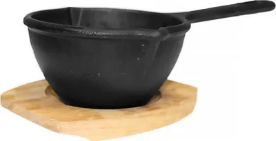 Produktbild von All'Grill Gusseisen Soßentopf Ø 12 cm mit Holzuntersetzer