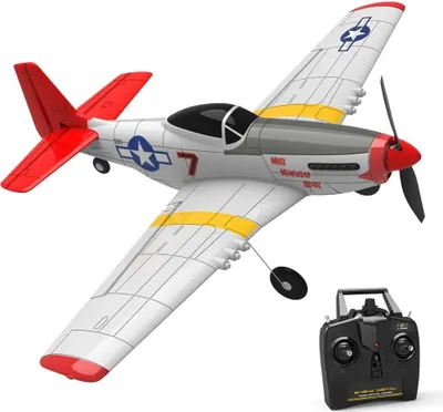 Zdjęcie produktu dla Mini Mustang P-51D V2 761-5 - samolot szkoleniowy RC - rozpiętość skrzydeł 40 cm - 2.4G - 6-osiowy żyroskop - 2 kanały - RTF z 3 bateriami - powrót jednym przyciskiem - czerwony