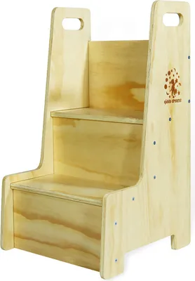 Produktbild von Kiddy dreams Tritthocker für Kinder Montessori Hocker Stabiler Holz Kitchen Helper bis zu 100 kg, Farbe: holzoptik