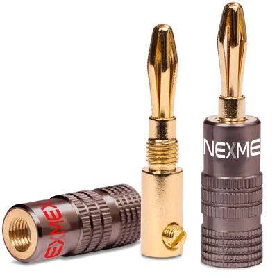 Produktbild von Bananenstecker 4mm vergoldet 2x Stecker NEXMEX Steckverbinder Lautsprecherkabel