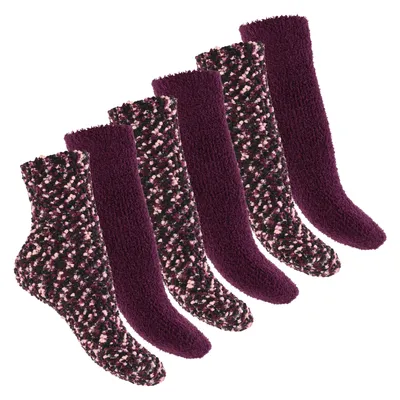 Produktbild von Footstar Damen & Herren Plüsch Socken mit weicher Sohle (6 Paar) - Berry 35-38