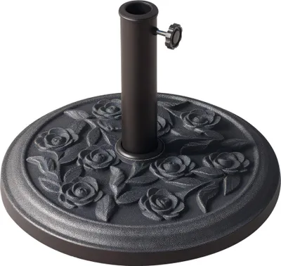 Image de Outsunny Pied de parasol rond 9 kg support parasol ršŠsine base de parasol motif roses pour terrasse piscine patio jardin ? 45,5 x 31 cm, bronze