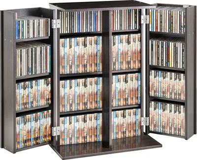 Produktbild von VEVOR Medienaufbewahrungsschrank, DVD-Schrank mit Türen und Regalen, CD-Aufbewahrung für bis zu 576 CDs, verstellbares schützt und organisiert Musik, Filme, Videospiele oder Sammlungen - Espresso