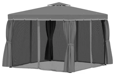 Produktbild von Outsunny Gartenpavillon Pavillon 2,96 x 2,96 mit Doppeldach Moskitonetz Alu