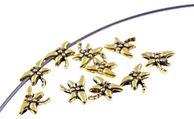 Produktbild von Vintageparts Zwischenperlen Libelle antik goldfarben 6,5 x 8 mm für Ketten und Armbänder, 20 Stück