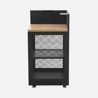 Immagine prodotto di Modulo cucina da esterno in acciaio e decorazione in legno 1 ripiano, 60cm, Nero