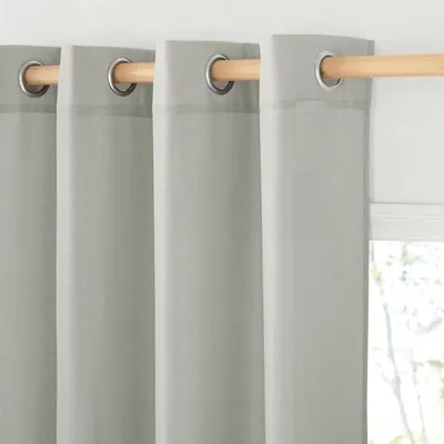 Obrázek produktu pro Záclony, krátké, poloprůhledné, lněné, výška 160 cm, šířka 140 cm, světle šedé, balení 2 kusů