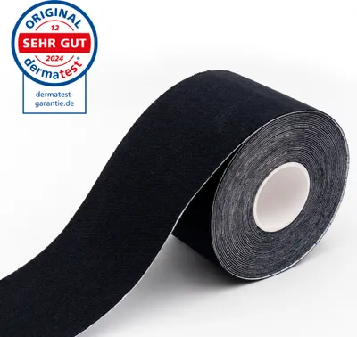 Produktbild von axion® Kinesiologie-Tape 5cm x 5m - Wasserfestes Tape in schwarz, Physiotape, Kinesiologie-Tape