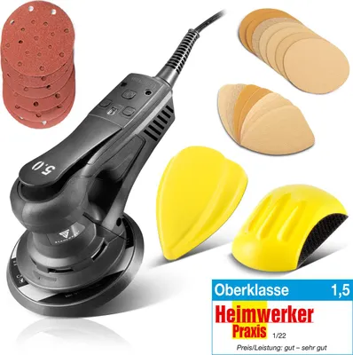 Produktbild von STAHLWERK Brushless Exzenterschleifer 350 W Rotationsschleifer Handschleifer Set