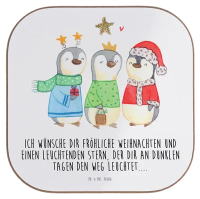 Produktbild von Mr. & Mrs. Panda Untersetzer für Gläser Winterzeit Heilige drei Könige - Weiß - Geschenk, Weihnachtsmann, Holzuntersetzer, Weihnachtszeit, Winter, Heiligabend, Coaster