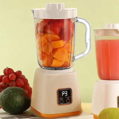 Image de Robot ménager et mixeur électrique portable, pour un usage quotidien, facile à nettoyer, compact et léger (blanc).