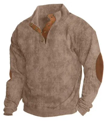 Immagine prodotto di Felpa casual - Cotone a coste - Maniche lunghe - Collo alto - Marrone