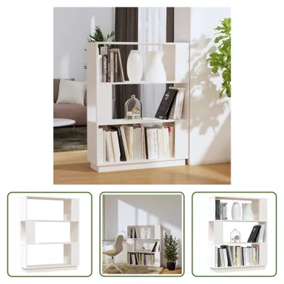 Produktbild von The Living Store Bücherregal/Raumteiler Weiß 80x25x101 cm Massivholz Kiefer