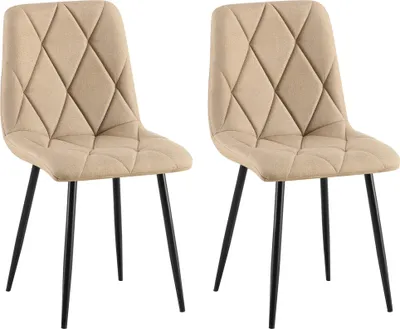 Produktbild von CLP 2er Set Esszimmerstuhl Clairton gepolstert mit Rückenlehne bis 150 kg belastbar taupe Material Stoff
