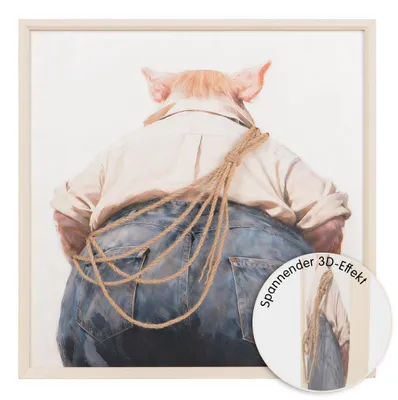 Produktbild von UNUS Wandbild 3D Wanddeko Wall Art Hairfusion Schwein in Jeans 60x60