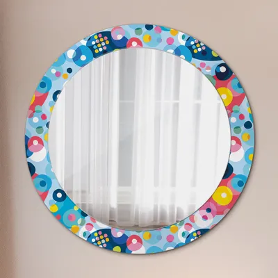 Produktbild von Wohnzimmer Spiegel - Mirror zum Wandspiegel Schlafzimmer – Schminkspiegel - Bunt Kreise - Rund: Ø70cm