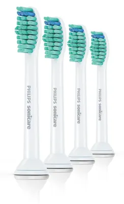 Produktbild von Ersatzbürstenköpfe für Philips Sonicare ProResults HX6014/87, 4er-Pack, Standard, Click-on, BrushSync-Modussynchronisierung, Weiß