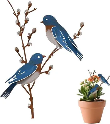 Produktbild von Metallischer Vogeltuinsteker 30 cm - Handbemalt, Wetterfest für Garten und Terrasse