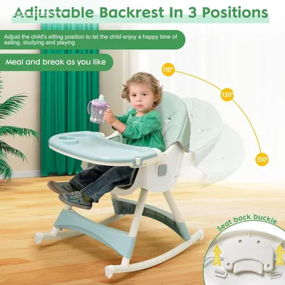 Image de Chaise haute 5 en 1, pliable, réglable en hauteur, à partir de 6 mois, avec harnais à 5 points