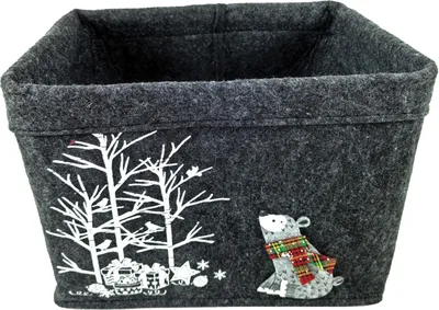 Produktbild von TrendLine Deko Korb Filz Weihnachten 27 x 21 x 20 cm grau