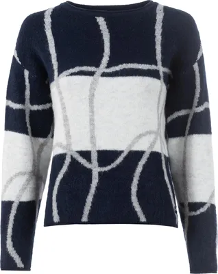 Produktbild von Legerer Strick-Pullover mit grafischer Musterung, Rundhalsausschnitt und neutralen Farben