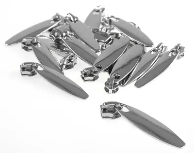 20 Zipper für Spiralreißverschluss, 5mm, non lock, silber